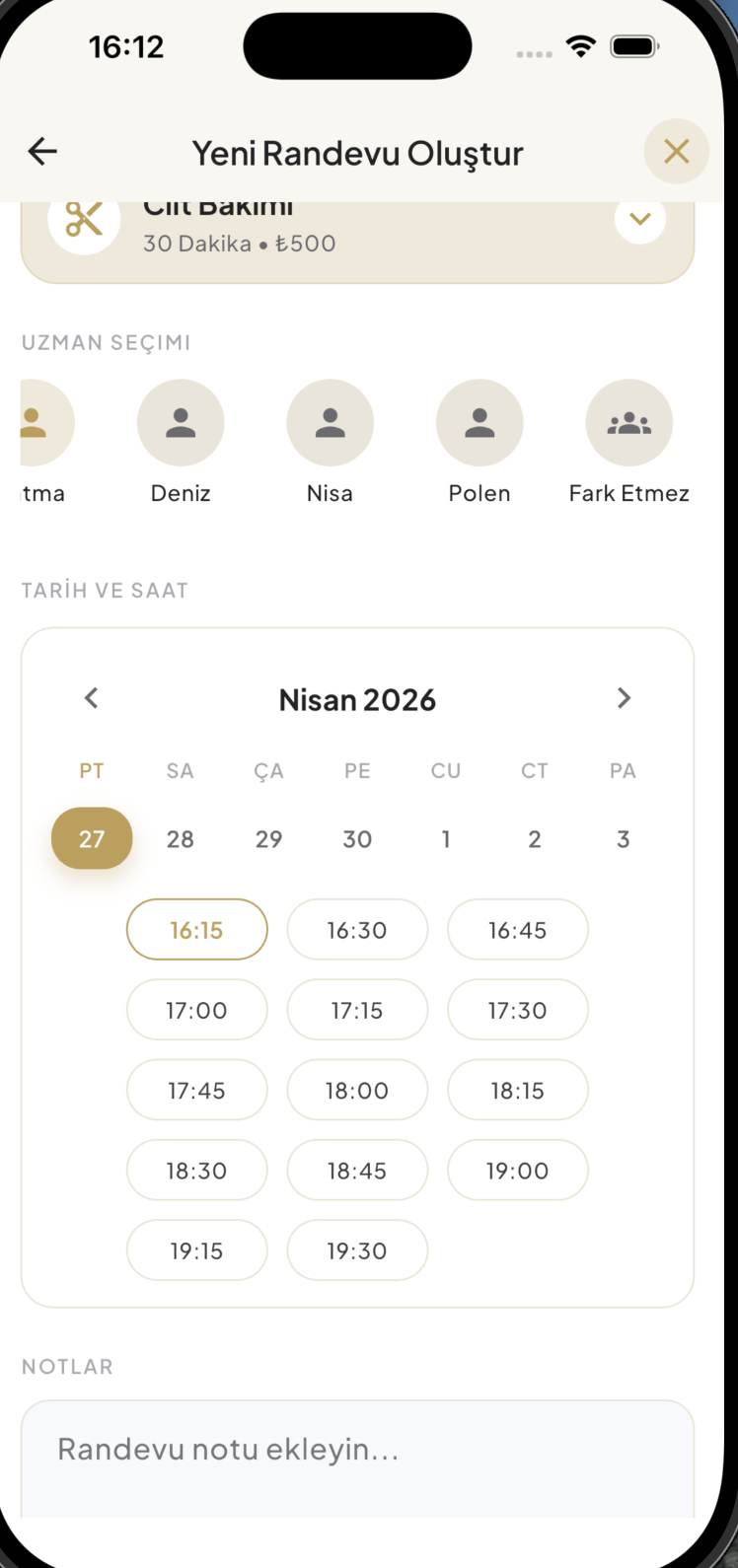1Randevu manuel randevu oluşturma ekranı
