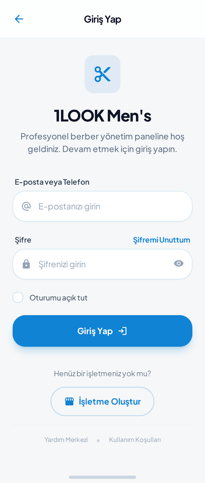 1Randevu giriş ekranı